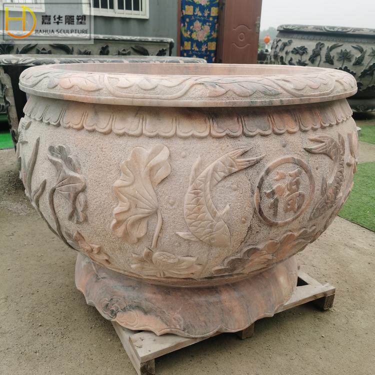 青石石缸石雕鱼缸花盆庭院石头水缸养鱼石槽荷花石盆室内水景装饰