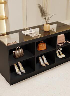 服装店玻璃中岛柜流水台女装饰品摆件陈列展示桌店铺中古风收纳柜