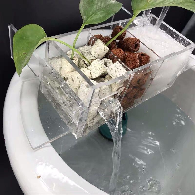 圆缸荷花缸陶瓷鱼缸过滤器鱼盆水缸上置过滤盒流水器循赵周