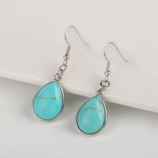 Turquoise Earrings Blue Drop Shape Women Earring Summer Simp
