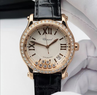 公价21.1万98新36mm萧邦快乐钻玫瑰金274808自动机械女表原镶钻