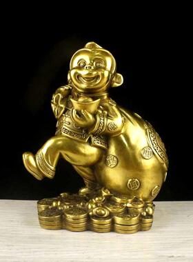 黄铜猴子摆件金猴送福款家居装饰品摆件 开业礼品摆设铜工艺品