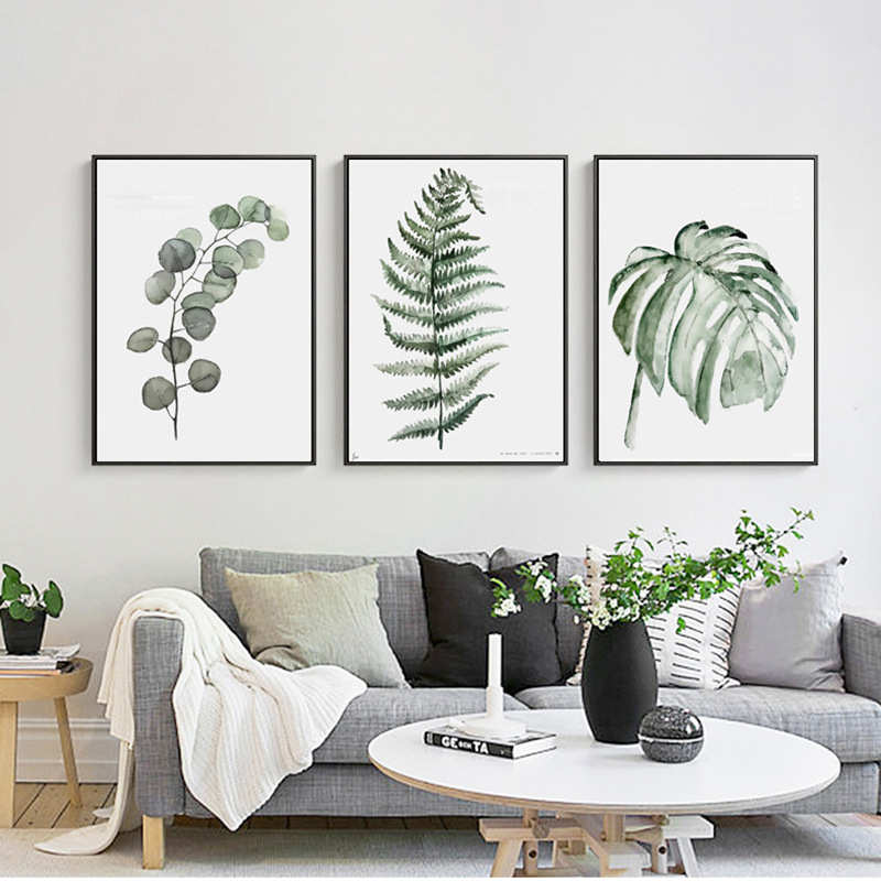 北欧风格绿植装饰画客厅照片墙组合植物盆栽壁画简约清新卧室挂画图片