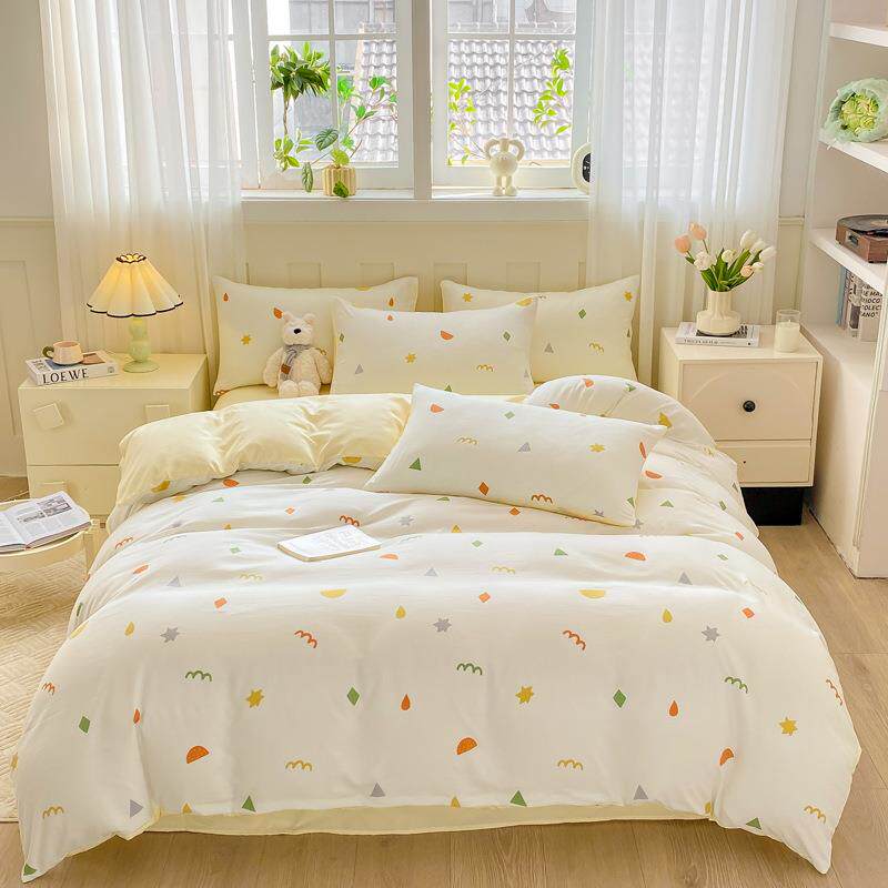 直播热款A类水洗云朵棉四件套小碎花被套床笠三件套四件套