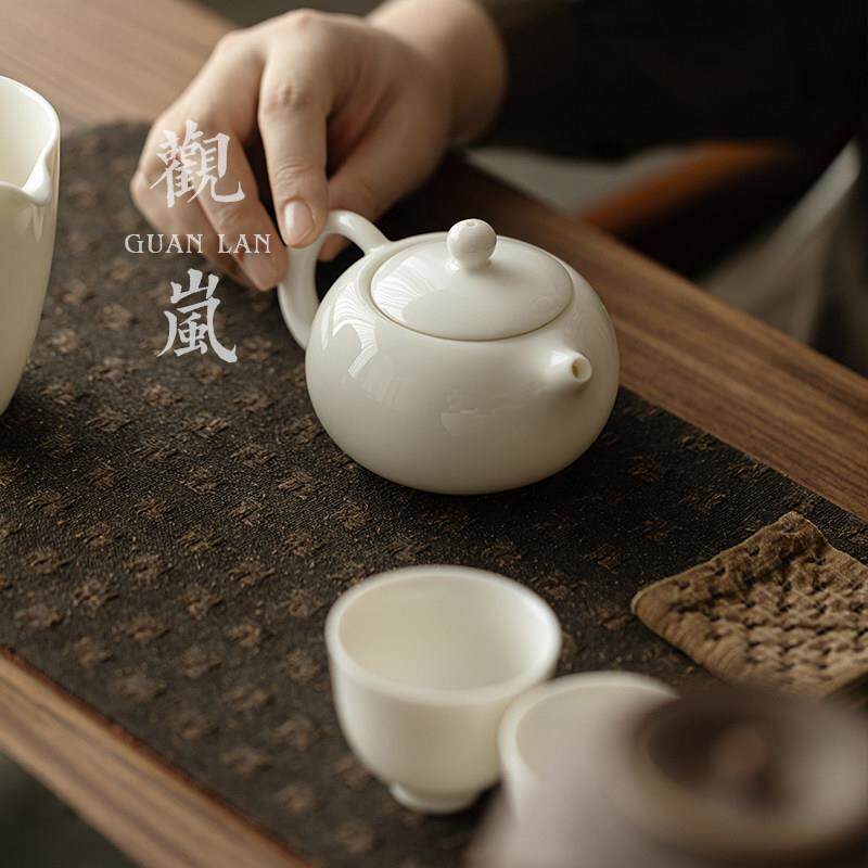 观岚茶脂瓷茶壶羊大小容量家用陶瓷单玉壶带CH-002过滤功夫茶具白