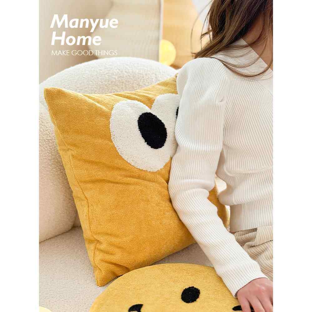 M.life 可爱大眼抱抱绒抱枕靠垫沙发腰枕靠背圆形坐垫抱枕套含芯