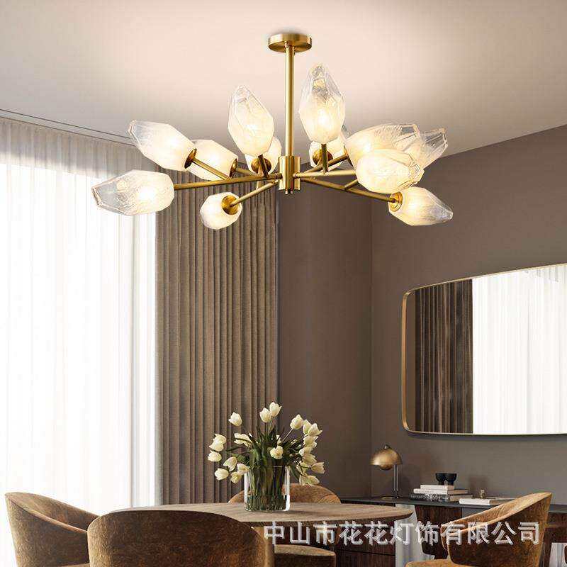 全铜后现代吊灯轻奢简约北欧客厅餐厅卧室水晶灯具灯饰分子灯大气