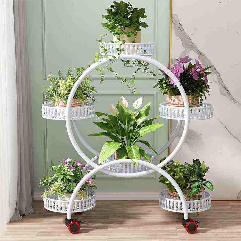 客厅高级花架轻奢感阳台空间利用网红2024新款带轮子可移动置