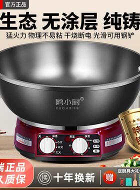 无涂层铸铁电炒锅 家用多功能电热锅 蒸煮炒煎一体3L旋钮式电锅