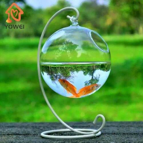 Round Shape Hanging Glass Aquarium Fish Bowl Fish Tank