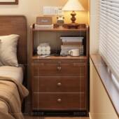 实木头置物架一体小户型家柜用卧室床储物柜带锁小型边242收床纳