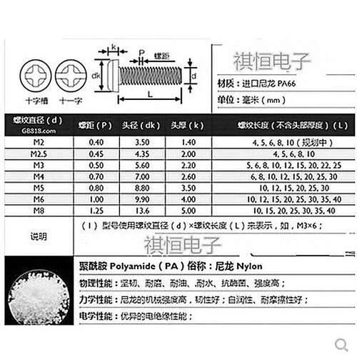 十一字圆头M2.5M3尼龙螺丝圆头塑料小螺丝塑胶螺丝盘头螺钉