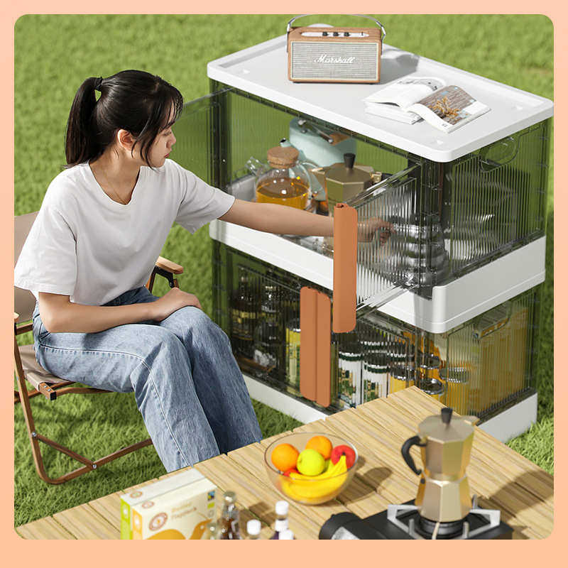 露营收纳箱免安装可折叠衣服收纳柜 户外露营车载储物箱 塑料