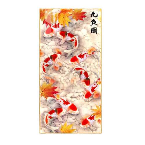 现代简约入户玄关装饰画正对门走廊过道竖版挂画鱼图寓意好壁画