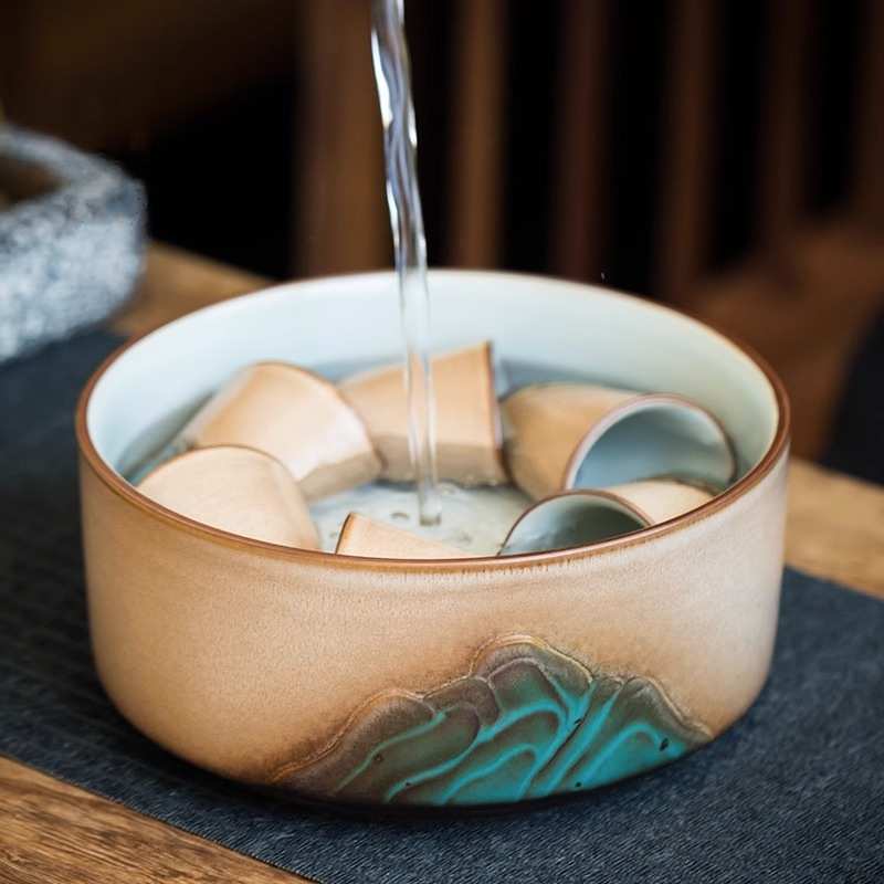 大号窑变茶道陶瓷配件缸洗盂茶具水海洗功夫茶茶水渣杯创意茶笔洗