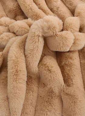 现货1400YQU克7纺cm剪沟兔毛抽条服竖条大兔毛坑条绒布家抱枕布装