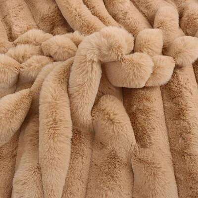 现货400克7cm兔剪沟毛抽条竖条大装兔毛坑条绒布家纺1WIF抱枕服布