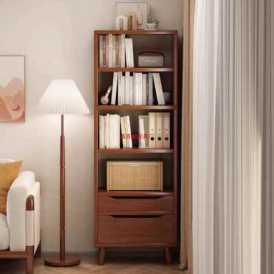 实木夹收纳IAI柜书柜家用带门柜落立地书架物架拐角靠墙边置缝柜