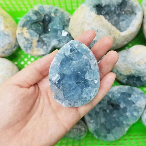 C8天然高品装质蓝色天青石水晶办居家生活饰摆公设生簇