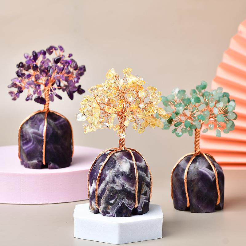 厂家紫水晶原石五瓣底座水晶碎石家居办公室摆件紫水晶摆件