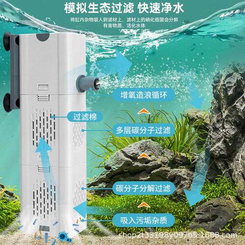 德国鱼缸过滤制氧All净水循环三合一小型静音氧气泵吸便过滤器