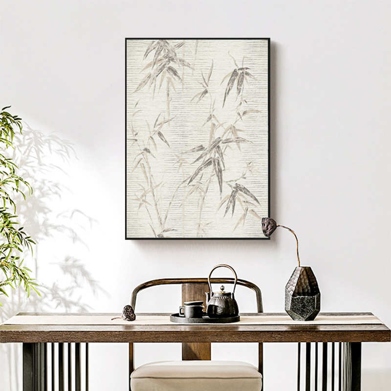 玄关中式挂画寻客厅墙壁现代竹清新背景 画沙发风竹子装饰画原木图片