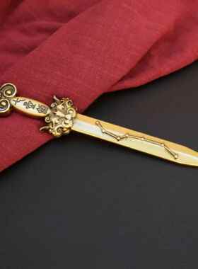 黄铜太极剑七星剑道法器全铜纯手工中式实心宝剑家居送礼装饰摆件