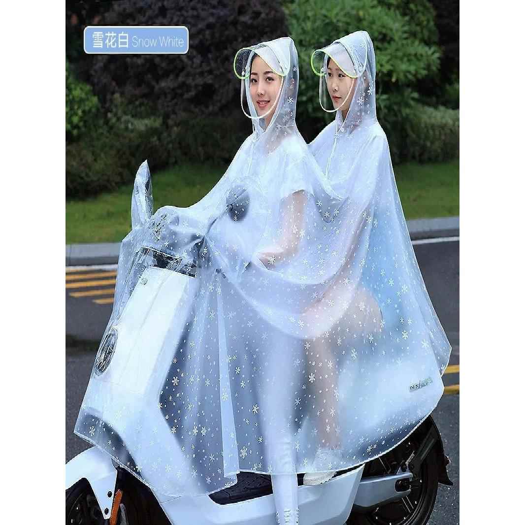 电动摩托车雨衣双人男女骑行电瓶车2人透明母子专用新款防暴雨披