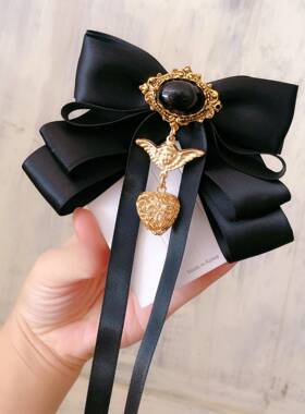 Halloween Vintage Angel Bow Brooch JK Collar Pin Shirt