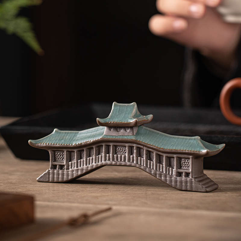 古建筑陶瓷廊桥石拱桥梁古桥园艺鱼缸水族假山造景装饰微景观摆件