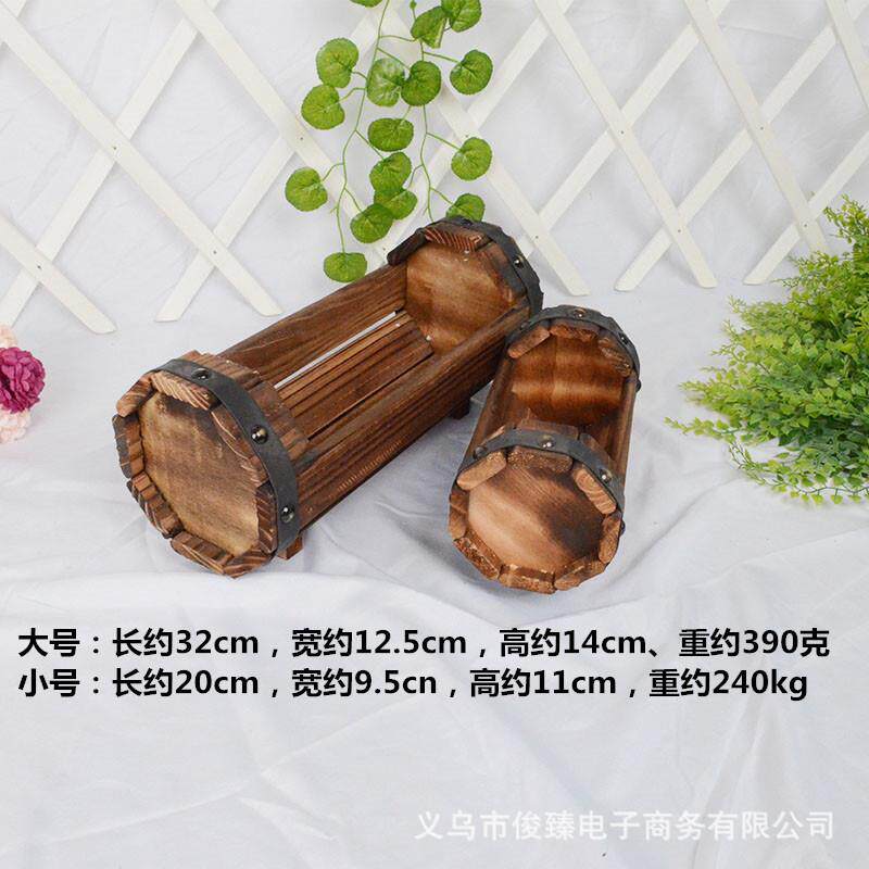 拍摄布置婚庆装饰实木花盆户外碳化防腐木花箱阳台种菜多肉木花盆