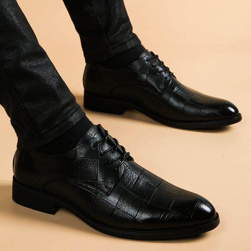 正品秋季尖皮鞋男真皮韩版休装英伦鞋闲子头内增高软底透气商务正