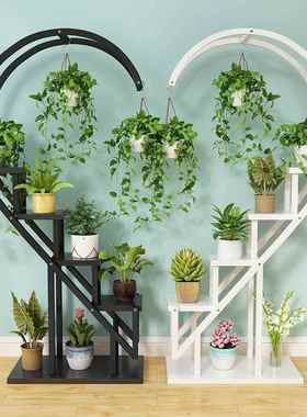 心形花架子客厅落地式轻奢阳台装饰简约艺室内置77187花物架铁盆