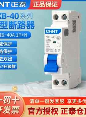 正泰小型断路器NXB-40/1P+NC16/C20/C32家用C型空气开关DZ267升级
