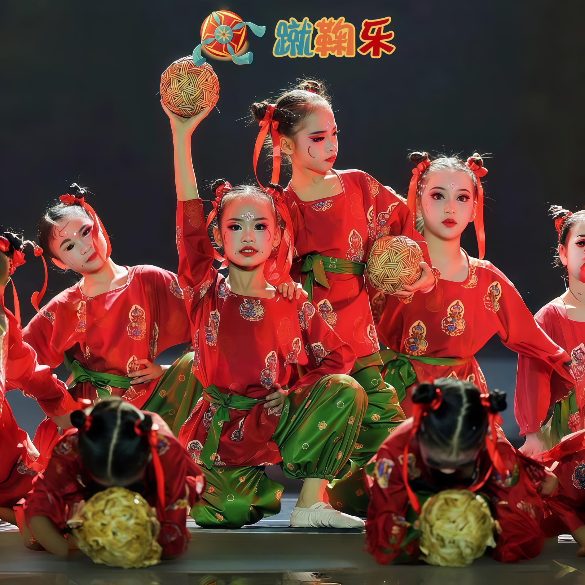 新款蹴鞠乐舞儿童演出服中国风汉服古风唐装古装圆领袍古典舞蹈服