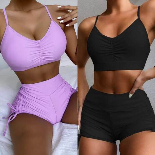 Bikini, small chest, high waist, belly covering,