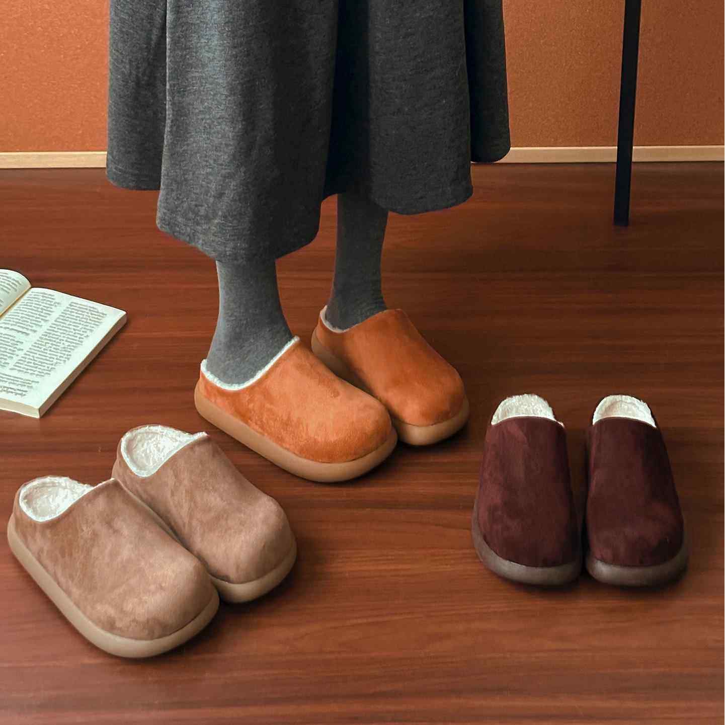 小土豆勃肯鞋女冬季新款保暖包头半拖毛毛鞋一脚蹬懒人加绒棉鞋子