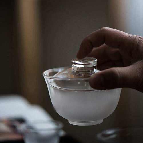 磨砂玻璃茶具 雾化云雾禅意茶碗功夫日式工艺盖碗