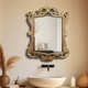 镜子金色家居装 饰壁挂浮雕宫廷镜子镜浴室复古异型欧式 化妆镜酒店