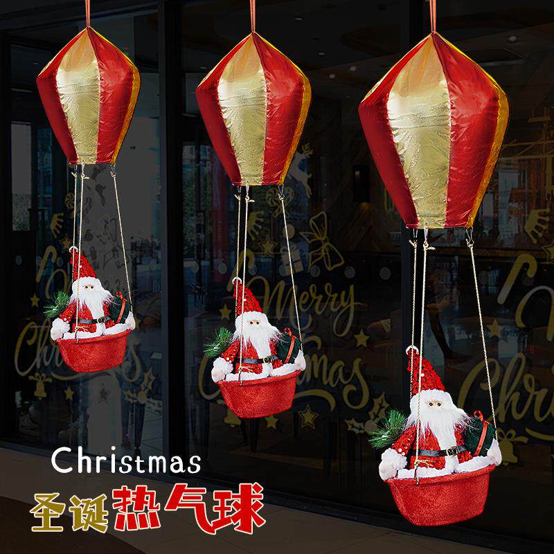 新品圣诞装饰创意圣诞老人热气球圣诞商场酒店气氛吊顶装饰品