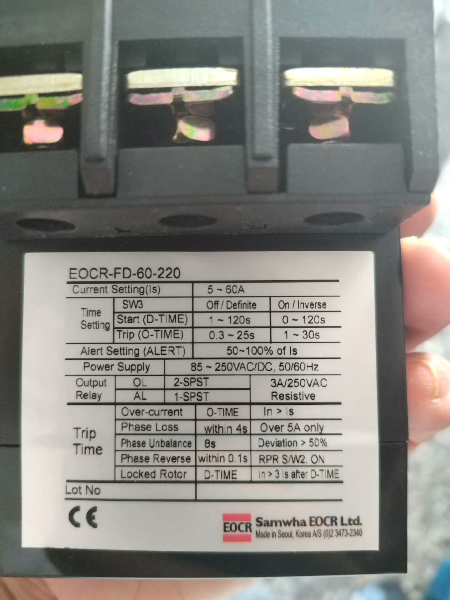 韩国全新原装正品电动机保护器  EOCR-FD-60-220