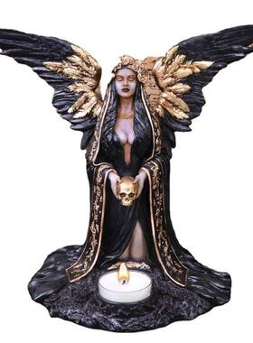 北欧死神雕像香薰烛台摆件工艺品外贸欧式复古树脂茶烛烛台底座