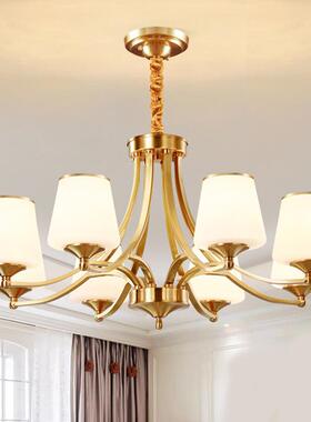 美式吊灯客厅灯全铜简约现代主灯乡村复古书房餐厅灯卧室灯T2119