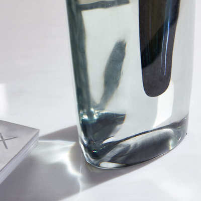 烟灰色器玻璃简约轻极式奢现代透明电视柜插花花瓶餐桌客厅旁简意