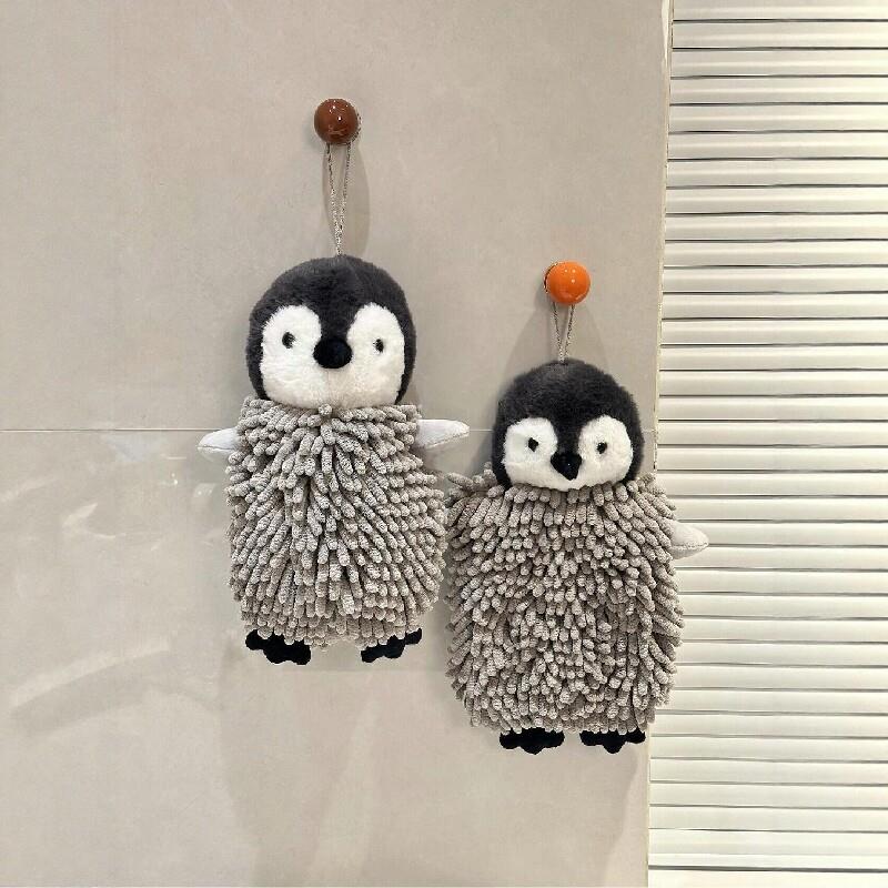 企鹅擦手巾挂饰可爱雪尼尔超强吸水加厚高颜值厨房卫生间浴室手帕