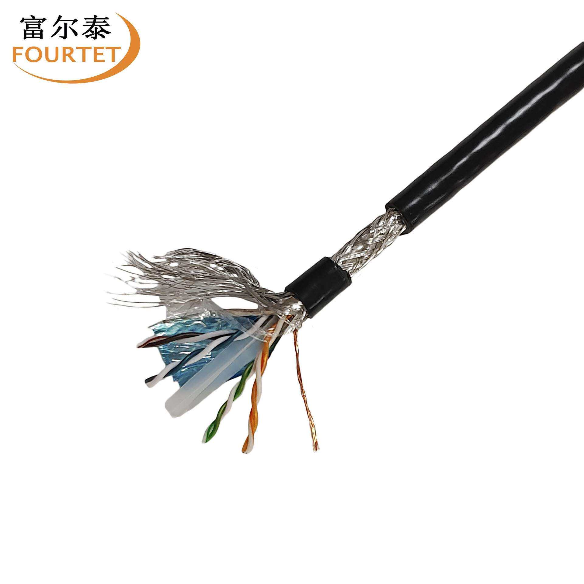 CAT6E氧SFTP24AWG多股无双铜络QEO线超六类屏蔽网线抗干扰网网线