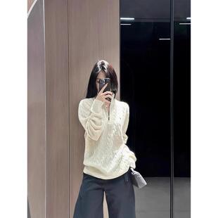 法国Rixo 女宽松慵懒风百搭上衣 Kelly设计感立领半拉链麻花针织衫