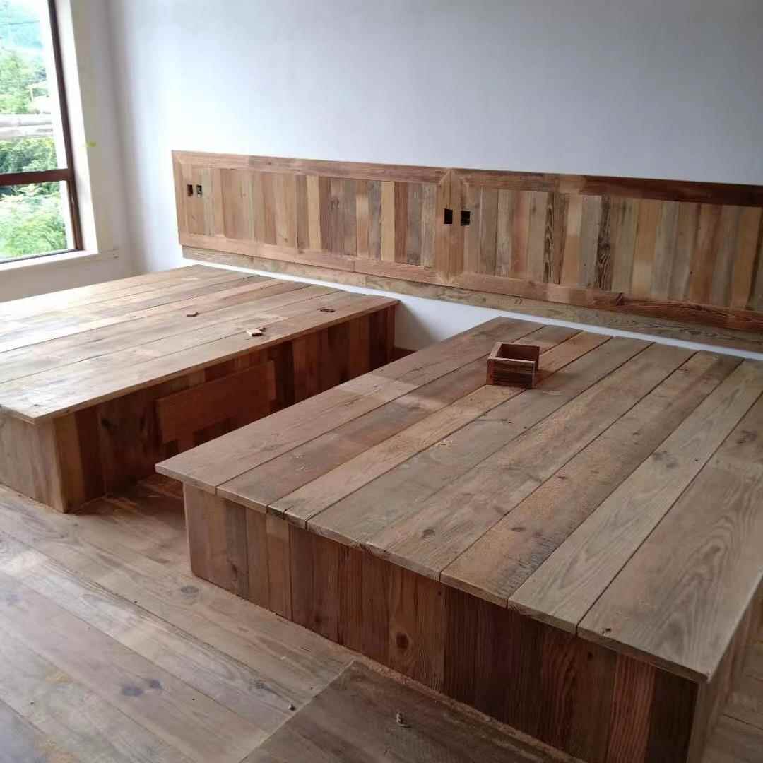 步复古旧楼VIS梯板踏板旧松木杉木原色木纹装饰木楼板厚面板实板