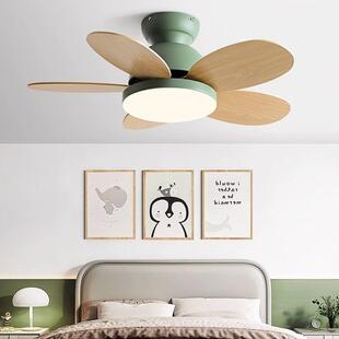 北欧风扇灯儿童房间卧室灯带风扇家用餐厅风扇灯静音一体电扇吊灯