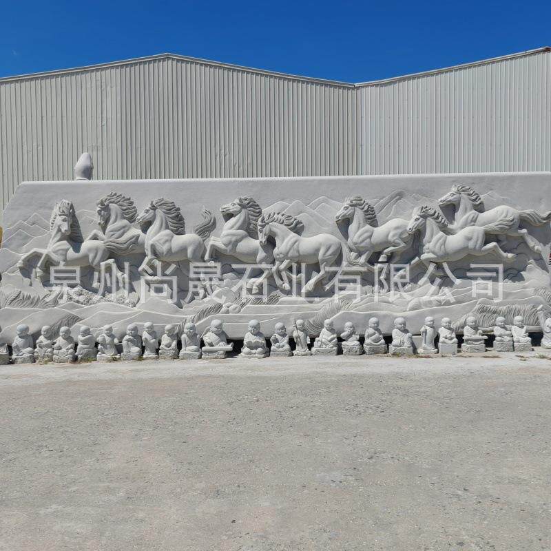 八骏图雕塑园林景区广场石材八马飞奔图石头骏马雕刻装饰
